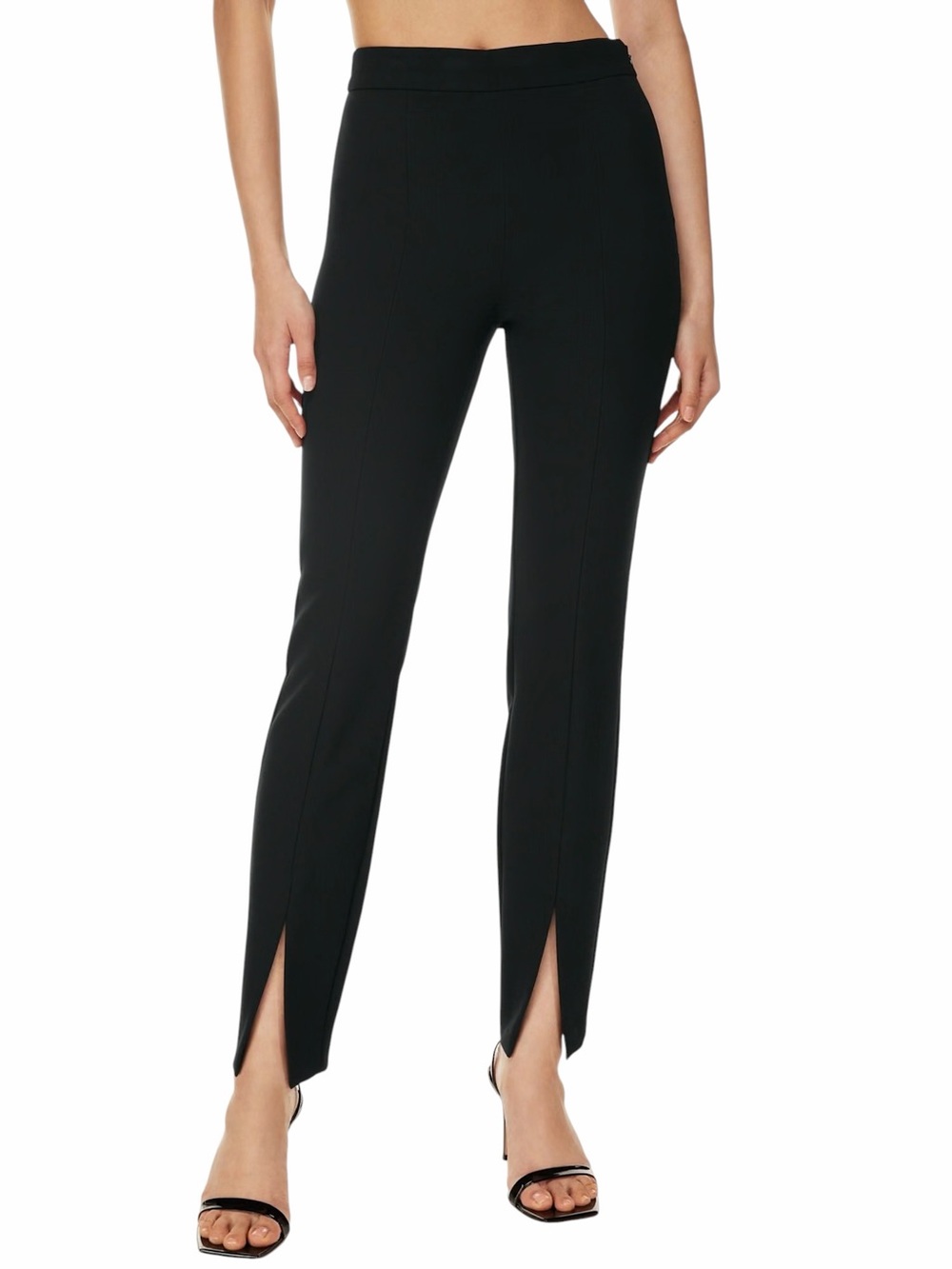 Aritzia Babaton Casatt Pant Black High Waisted Slim Leg Slit Hem Trouser Sz 8